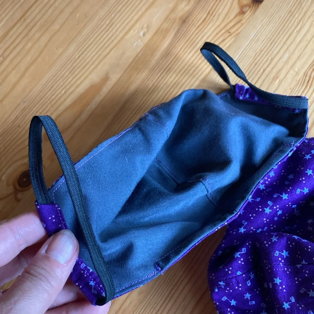 New Set of 3 Purple Star Pattern Fabric Face Masks